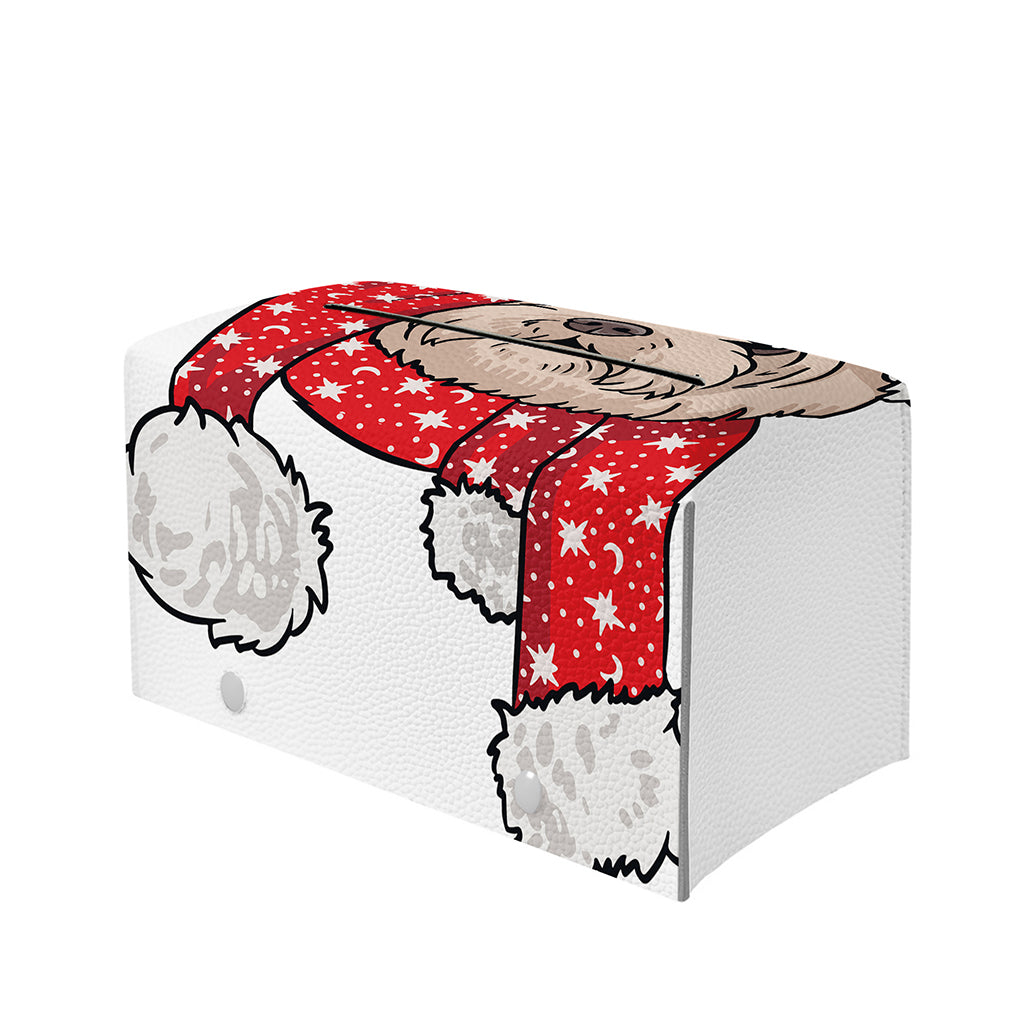 Santa Shih Tzu Print Leather Tissue Box Cover