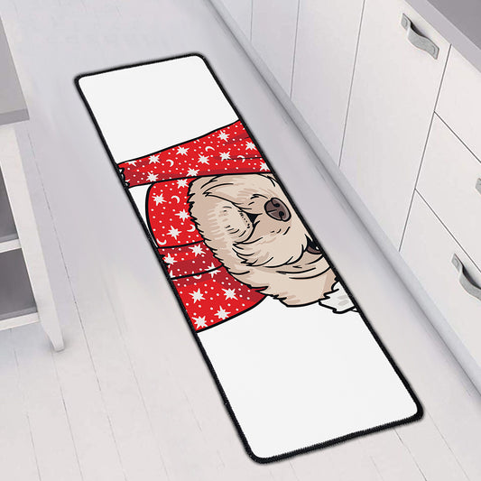 Santa Shih Tzu Print Long Kitchen Mat