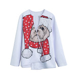 Santa Shih Tzu Print Long Sleeve Short Coat