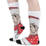 Santa Shih Tzu Print Long Socks