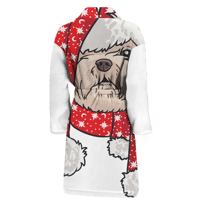 Santa Shih Tzu Print Men's Bathrobe