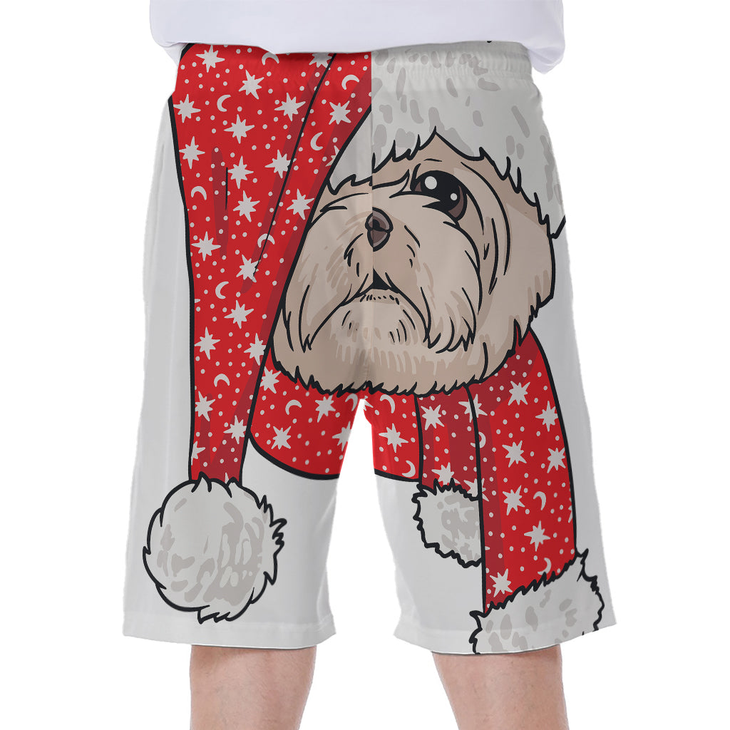 Santa Shih Tzu Print Men's Beach Shorts