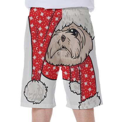 Santa Shih Tzu Print Men's Beach Shorts