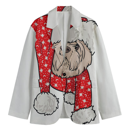 Santa Shih Tzu Print Men's Blazer