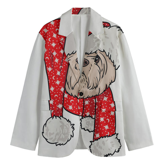 Santa Shih Tzu Print Men's Blazer