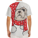 Santa Shih Tzu Print Men's Deep V-Neck Shirt