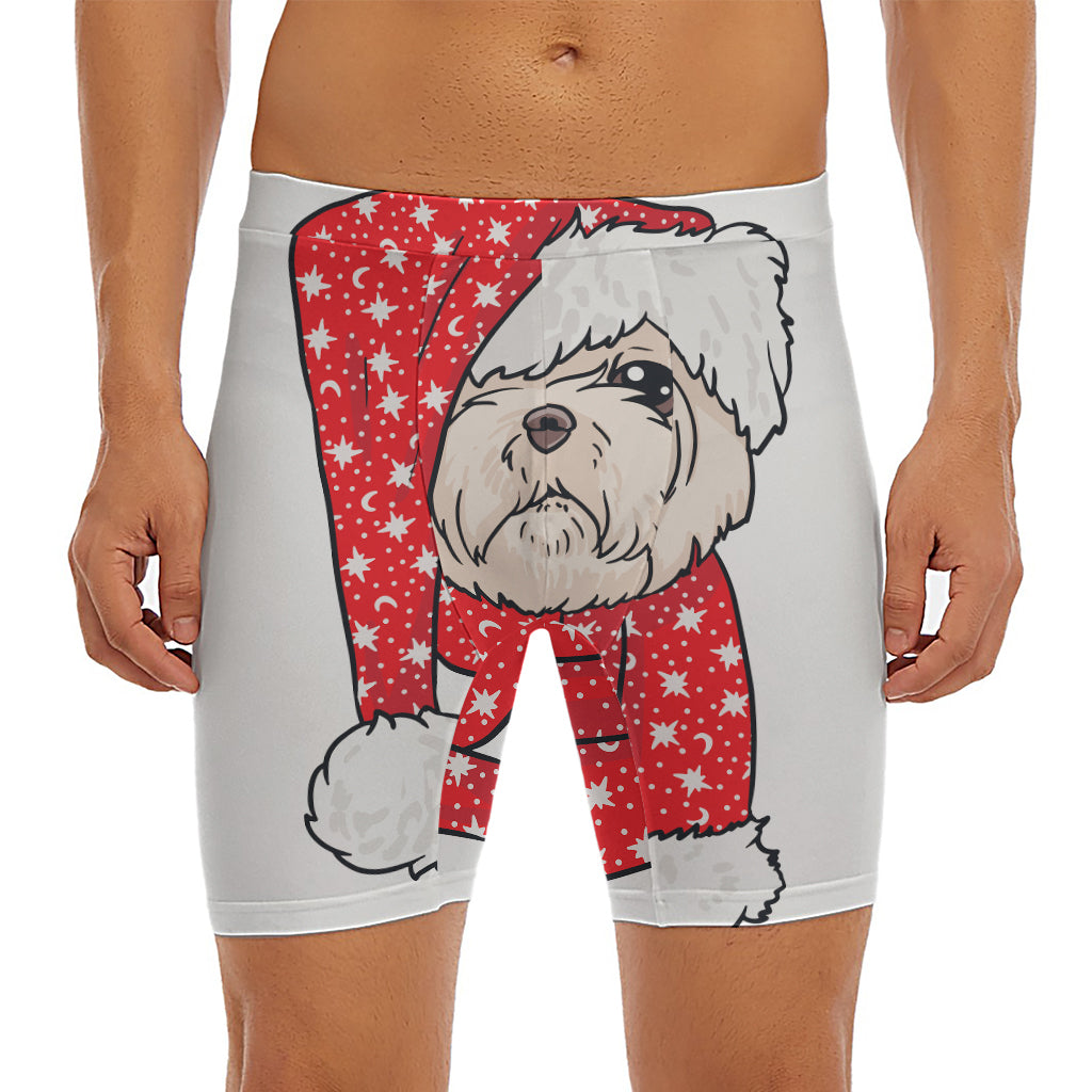 Santa Shih Tzu Print Men's Long Boxer Briefs