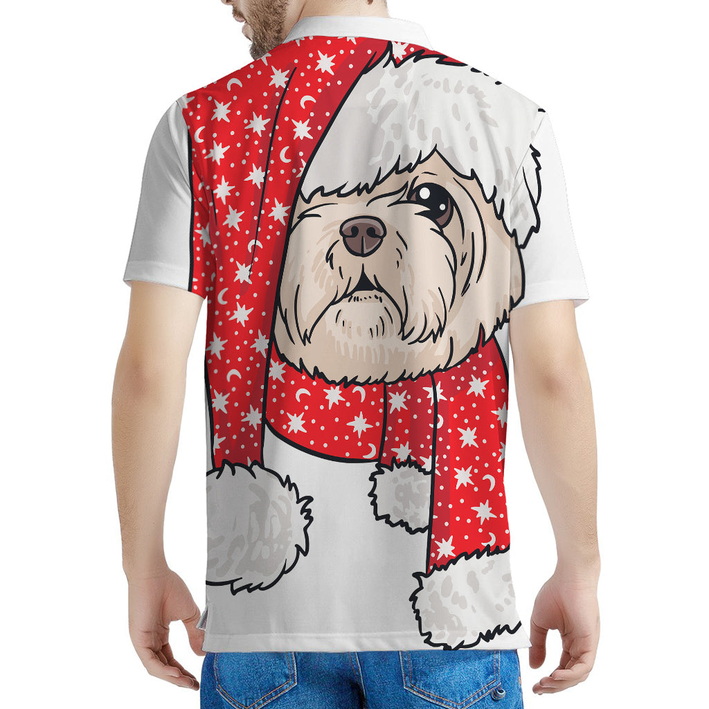 Santa Shih Tzu Print Men's Polo Shirt