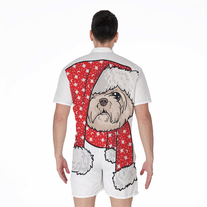 Santa Shih Tzu Print Men's Rompers