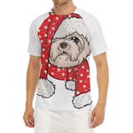 Santa Shih Tzu Print Men's Short Sleeve Rash Guard
