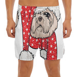 Santa Shih Tzu Print Men's Split Running Shorts