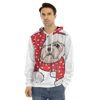Santa Shih Tzu Print Men's Velvet Pullover Hoodie