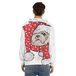 Santa Shih Tzu Print Men's Velvet Pullover Hoodie