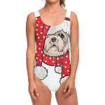 Santa Shih Tzu Print One Piece Swimsuit