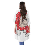 Santa Shih Tzu Print Open Front Beach Cover Up