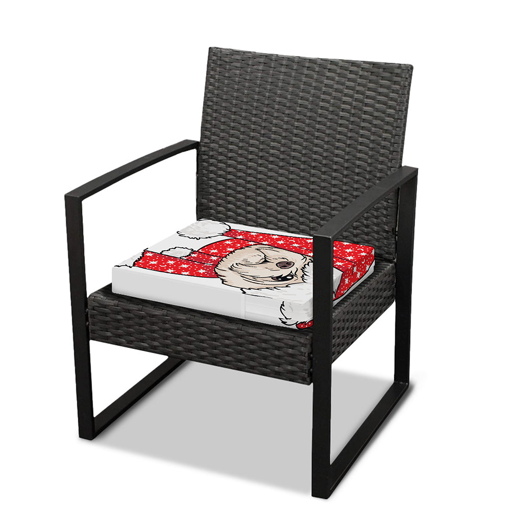 Santa Shih Tzu Print Outdoor Seat Cushion Cover