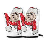 Santa Shih Tzu Print Oven Mitts