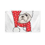 Santa Shih Tzu Print Polyester Flag