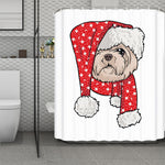 Santa Shih Tzu Print Polyester Shower Curtain