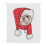 Santa Shih Tzu Print Polyester Shower Curtain