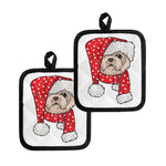 Santa Shih Tzu Print Pot Holders