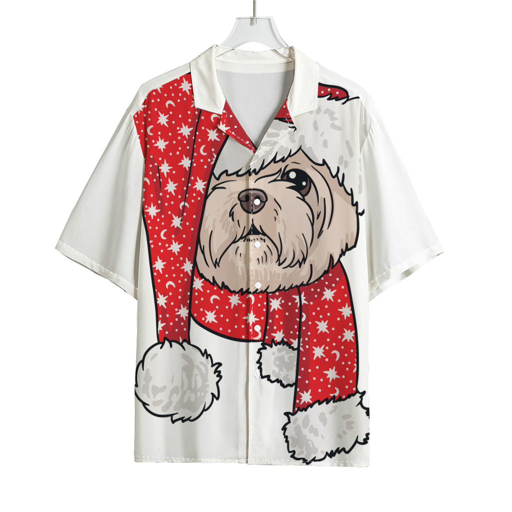 Santa Shih Tzu Print Rayon Hawaiian Shirt