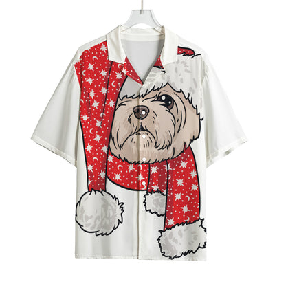 Santa Shih Tzu Print Rayon Hawaiian Shirt