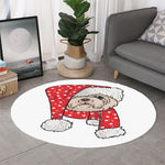 Santa Shih Tzu Print Round Rug