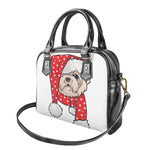Santa Shih Tzu Print Shoulder Handbag