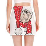 Santa Shih Tzu Print Side Slit Mini Skirt