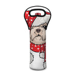 Santa Shih Tzu Print Single Neoprene Wine Tote