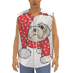 Santa Shih Tzu Print Sleeveless Baseball Jersey