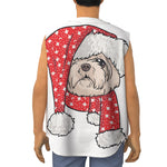 Santa Shih Tzu Print Sleeveless Baseball Jersey