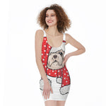 Santa Shih Tzu Print Sleeveless Bodycon Dress
