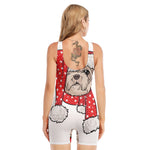 Santa Shih Tzu Print Sleeveless One Piece Swimsuit