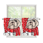 Santa Shih Tzu Print Tier Curtains