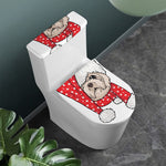 Santa Shih Tzu Print Toilet Lid And Tank Cover Set