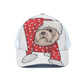 Santa Shih Tzu Print White Mesh Trucker Hat