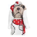 Santa Shih Tzu Print Women's Bathrobe
