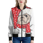 Santa Shih Tzu Print Women's Bomber Jacket