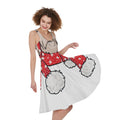 Santa Shih Tzu Print Sleeveless Knee Length Dress