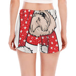Santa Shih Tzu Print Women's Split Running Shorts