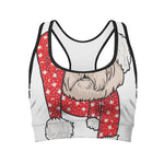 Santa Shih Tzu Print Women's Sports Bra