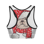 Santa Shih Tzu Print Women's Sports Bra