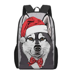 Santa Siberian Husky Print 17 Inch Backpack