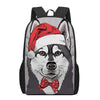 Santa Siberian Husky Print 17 Inch Backpack