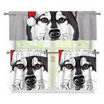 Santa Siberian Husky Print 3 Piece Kitchen Curtains
