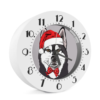 Santa Siberian Husky Print Alarm Clock