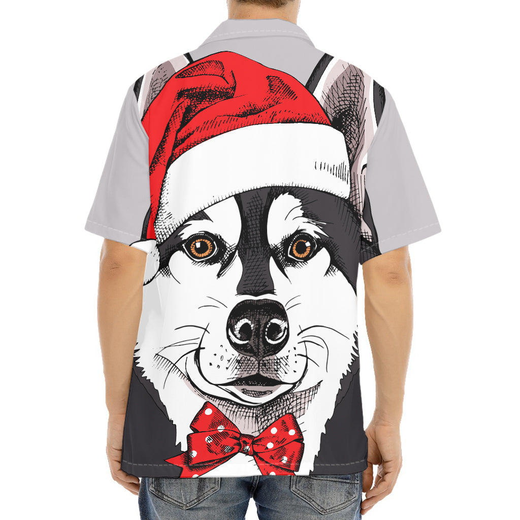 Santa Siberian Husky Print Aloha Shirt