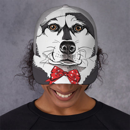 Santa Siberian Husky Print Baseball Cap